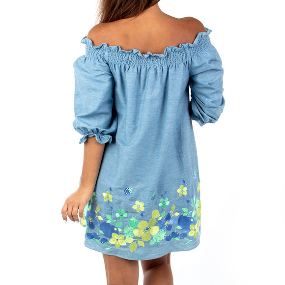 ELMAS PHIL SKY BLUE TUNIC DRESS | WOMENS SIZE M - Picture 4 of 5